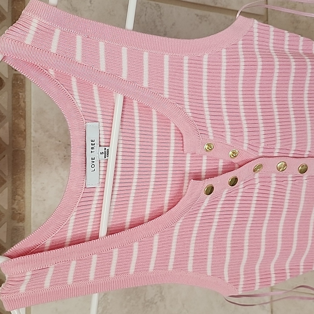 ππ©· Pink Striped SLEEVELESS Ribbed Midi Dress π©·π - Picture 6 of 10